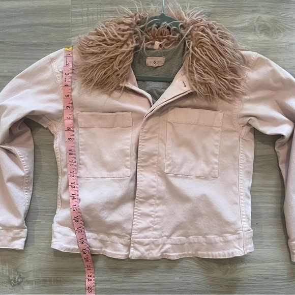 Lou & Grey light pink removable faux fur penny lane jacket small - Picture 9 of 11